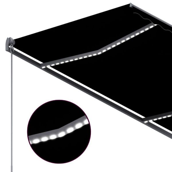 Автоматичен сенник, LED и сензор за вятър, 300x250 см, антрацит