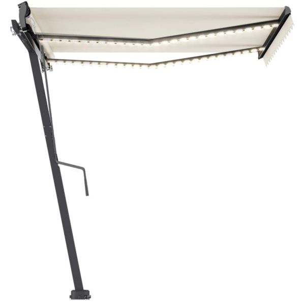 idaXL Автоматичен сенник, LED и сензор за вятър, 350x250 см, кремав