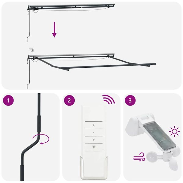 Автоматично прибираща се тента с LED антрацит и бял 300x250 см