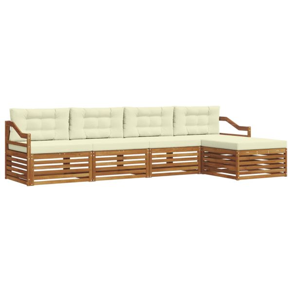 Комплект дивани за открито 5 pcs Натурален и Крема