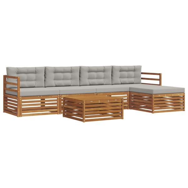 Комплект дивани за открито 6 pcs Естествено и светло сиво