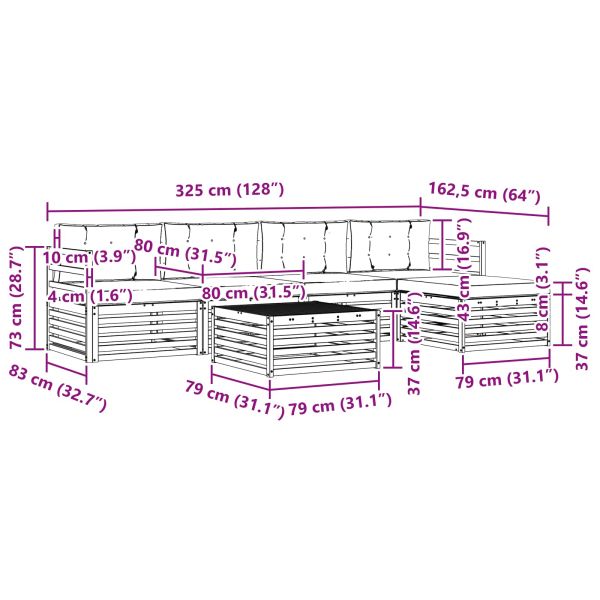 Комплект дивани за открито 6 pcs Натурален и Бежов