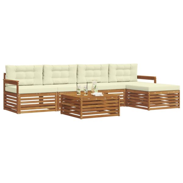 Комплект дивани за открито 6 pcs Натурален и Крема