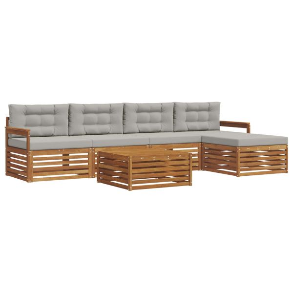 Комплект дивани за открито 6 pcs Естествено и светло сиво