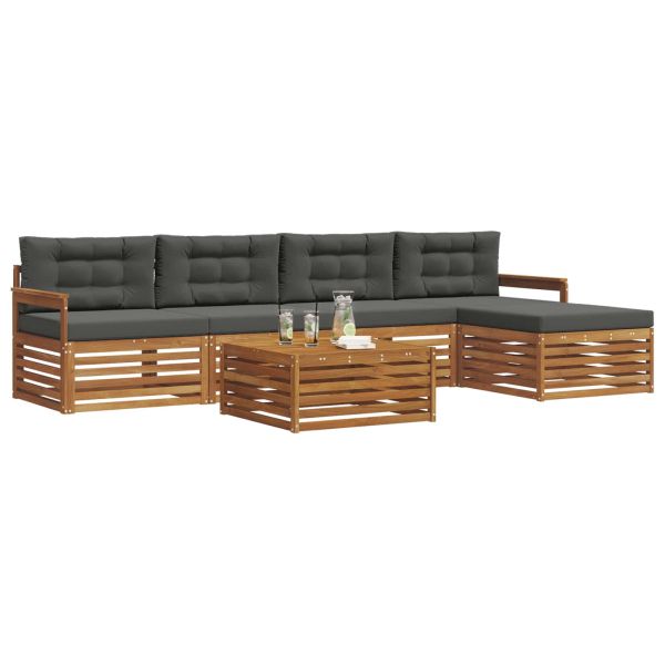 Комплект дивани за открито 6 pcs Натурален и Антрацит