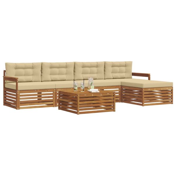Комплект дивани за открито 6 pcs Натурален и Бежов