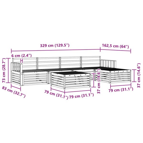 Комплект дивани за открито 6 pcs Естествен