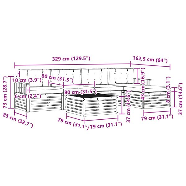 Комплект дивани за открито 6 pcs Натурален и Крема