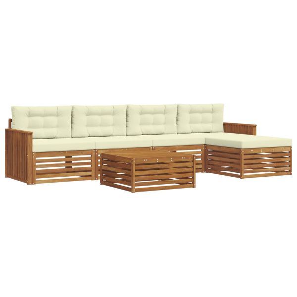Комплект дивани за открито 6 pcs Натурален и Крема