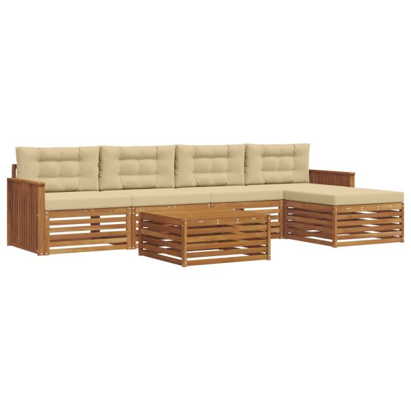 Комплект дивани за открито 6 pcs Натурален и Бежов