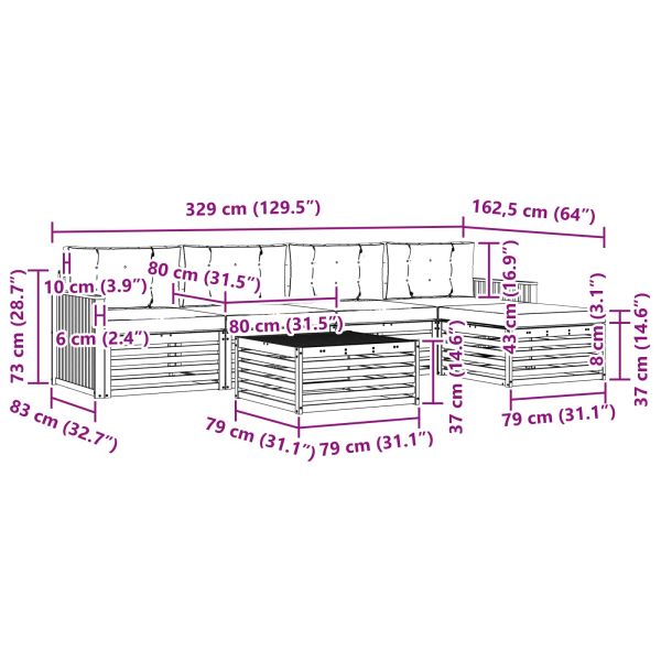 Комплект дивани за открито 6 pcs Натурален и Бежов