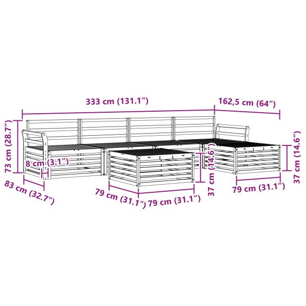 Комплект дивани за открито 6 pcs Естествен