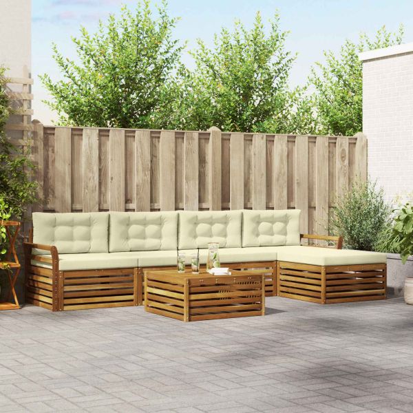 Комплект дивани за открито 6 pcs Натурален и Крема