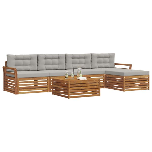 Комплект дивани за открито 6 pcs Естествено и светло сиво