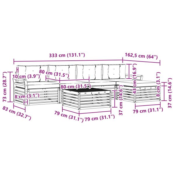 Комплект дивани за открито 6 pcs Естествено и светло сиво