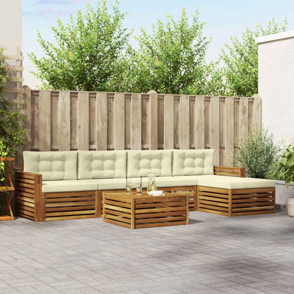 Комплект дивани за открито 6 pcs Натурален и Крема