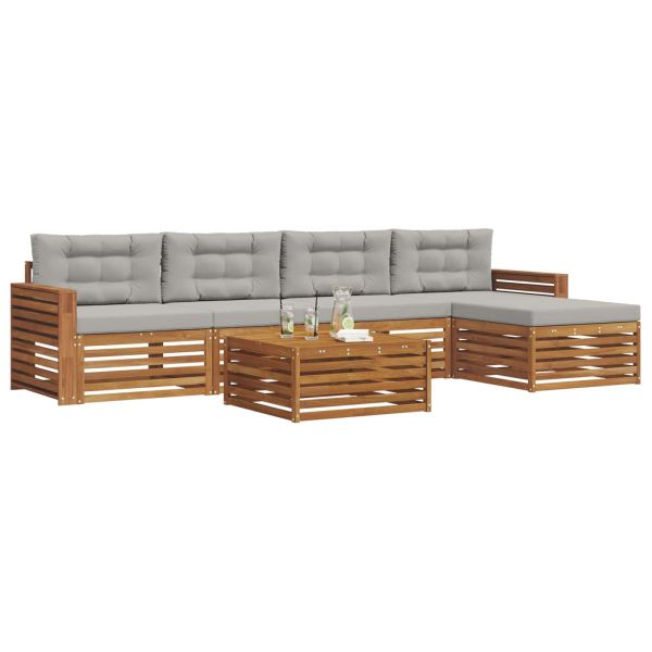 Комплект дивани за открито 6 pcs Естествено и светло сиво