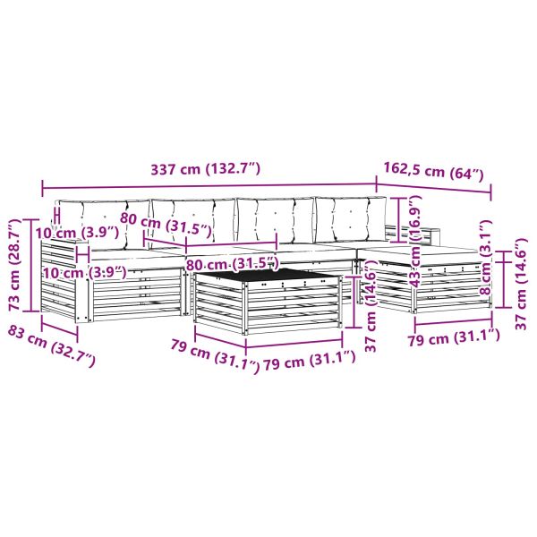 Комплект дивани за открито 6 pcs Естествено и светло сиво