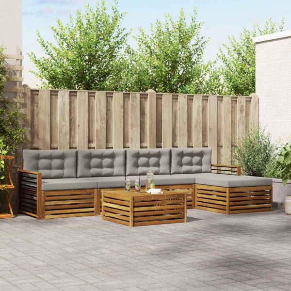 Комплект дивани за открито 6 pcs Естествено и светло сиво