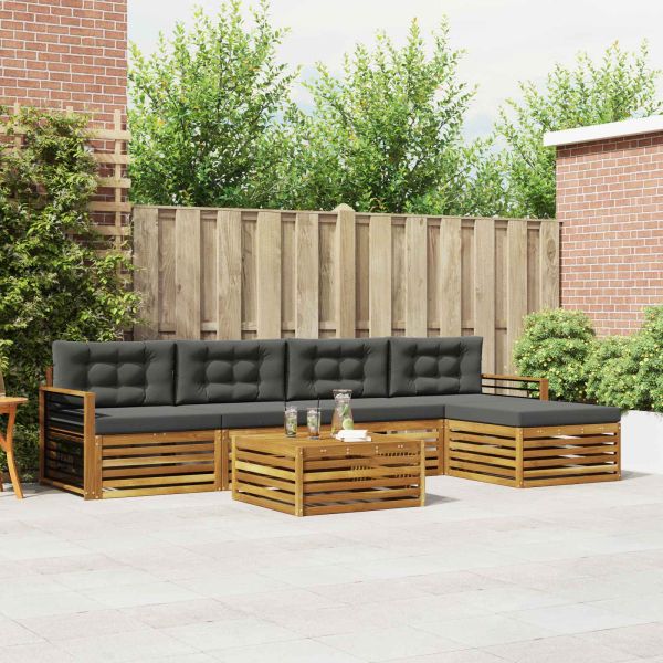 Комплект дивани за открито 6 pcs Натурален и Антрацит