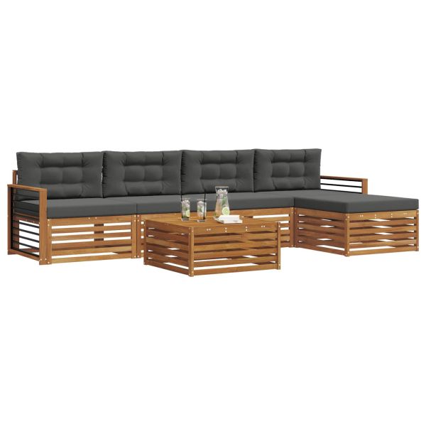 Комплект дивани за открито 6 pcs Натурален и Антрацит