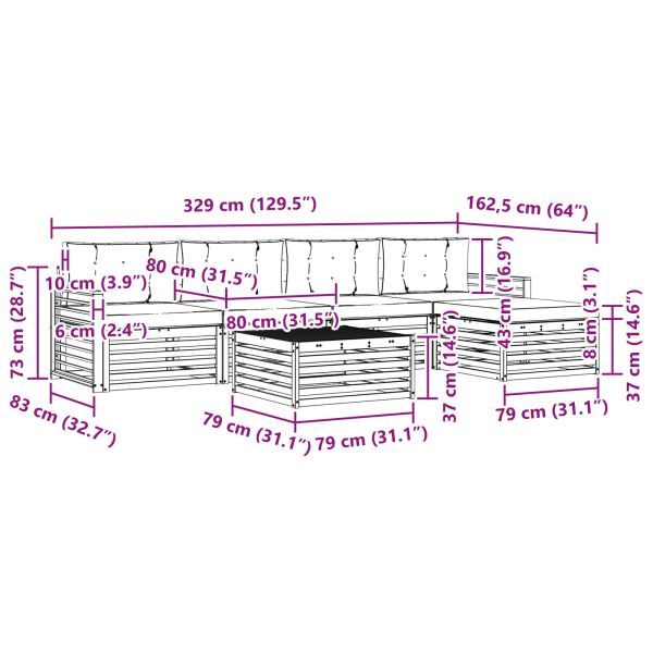 Комплект дивани за открито 6 pcs Натурален и Антрацит
