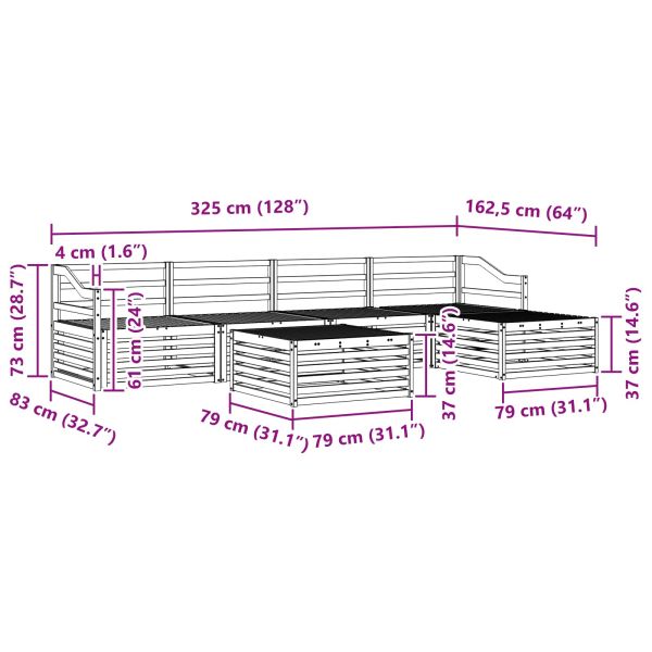 Комплект дивани за открито 6 pcs Естествен