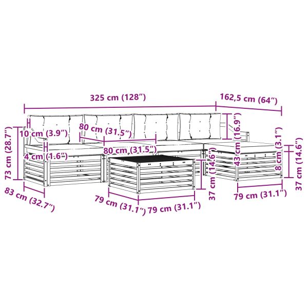 Комплект дивани за открито 6 pcs Натурален и Крема