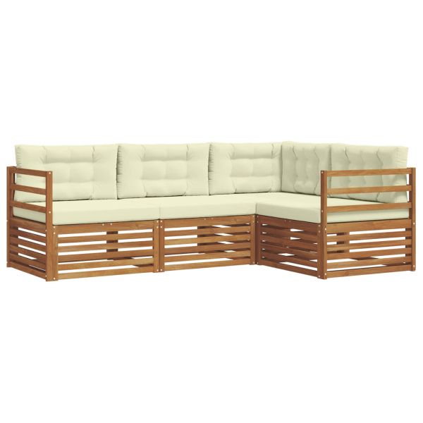 Комплект дивани за открито 4 pcs Натурален и Крема