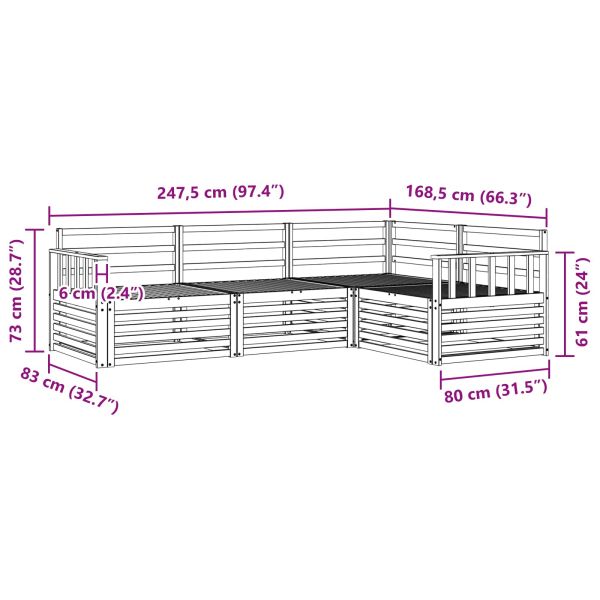 Комплект дивани за открито 4 pcs Естествен