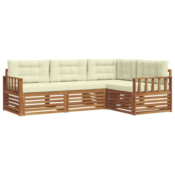 Комплект дивани за открито 4 pcs Натурален и Крема