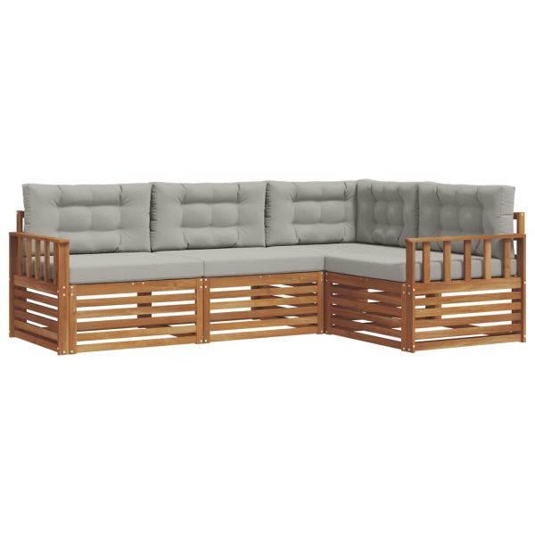 Комплект дивани за открито 4 pcs Естествено и светло сиво