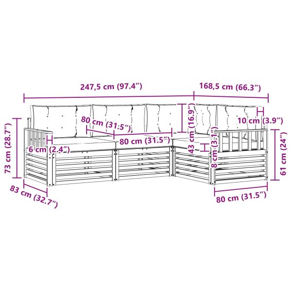 Комплект дивани за открито 4 pcs Естествено и светло сиво
