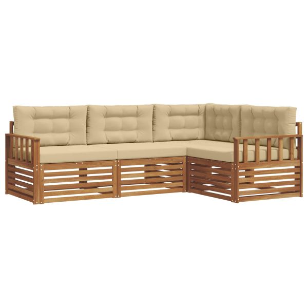 Комплект дивани за открито 4 pcs Натурален и Бежов