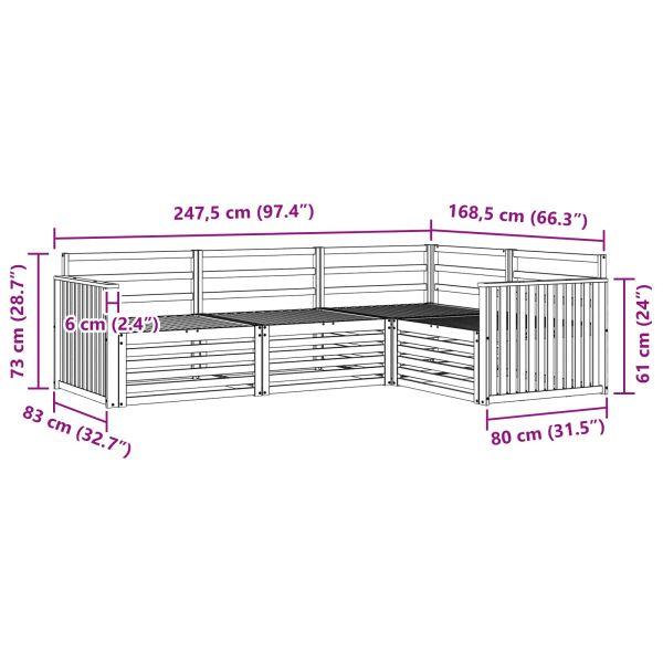 Комплект дивани за открито 4 pcs Естествен