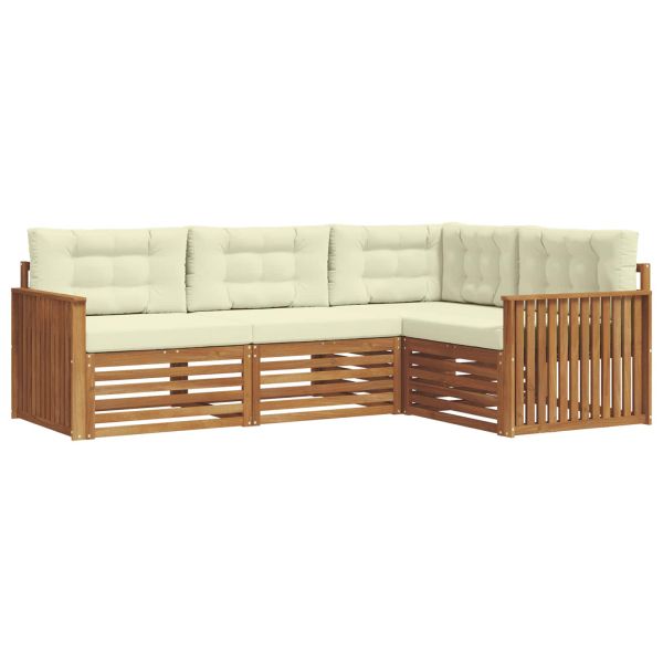 Комплект дивани за открито 4 pcs Натурален и Крема