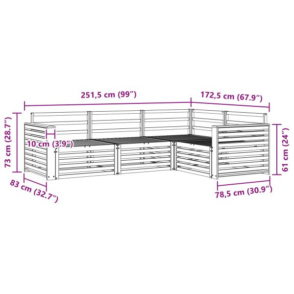 Комплект дивани за открито 4 pcs Естествен