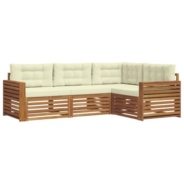 Комплект дивани за открито 4 pcs Натурален и Крема