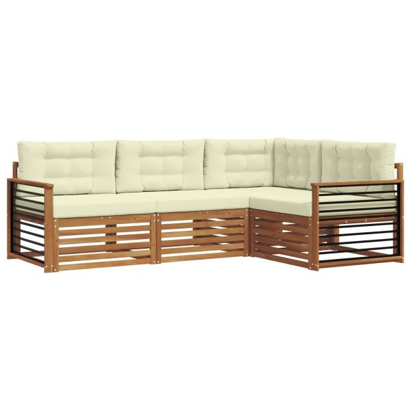 Комплект дивани за открито 4 pcs Натурален и Крема