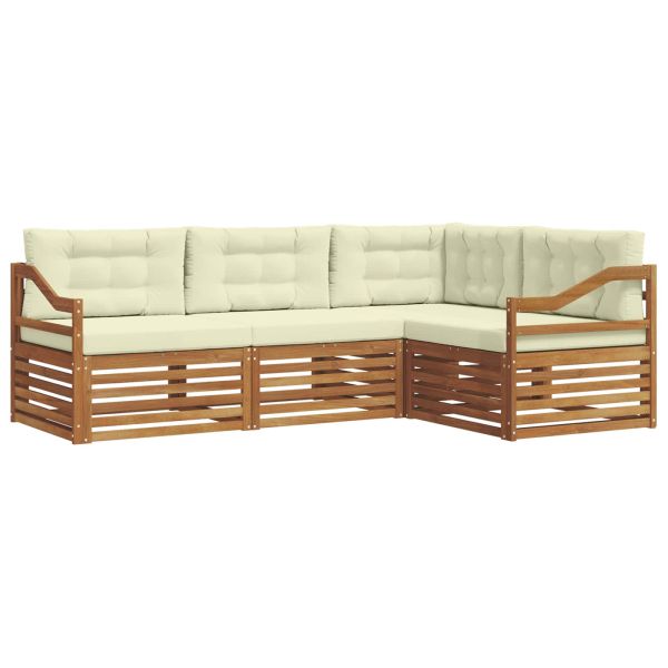 Комплект дивани за открито 4 pcs Натурален и Крема