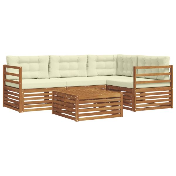 Комплект дивани за открито 5 pcs Натурален и Крема