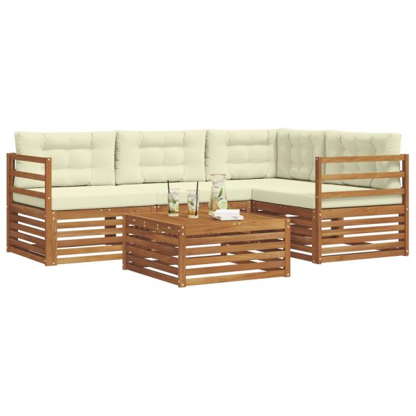 Комплект дивани за открито 5 pcs Натурален и Крема
