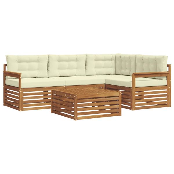 Комплект дивани за открито 5 pcs Натурален и Крема