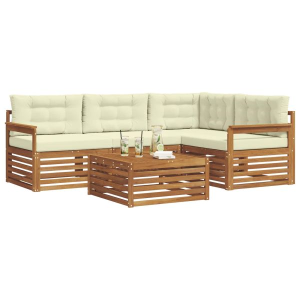 Комплект дивани за открито 5 pcs Натурален и Крема