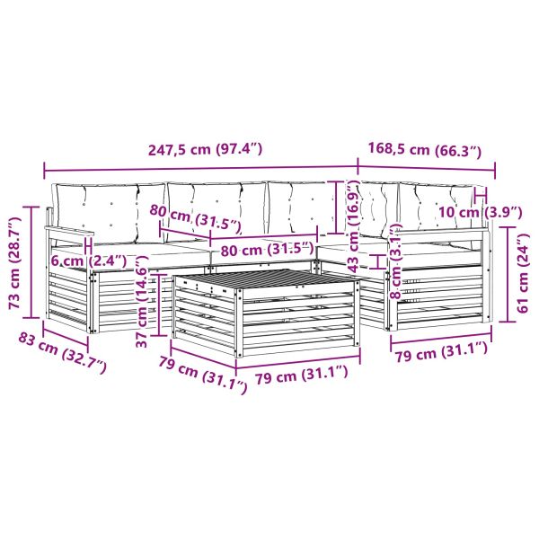 Комплект дивани за открито 5 pcs Натурален и Крема