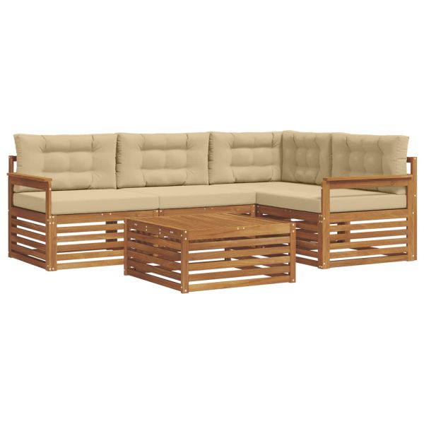 Комплект дивани за открито 5 pcs Натурален и Бежов