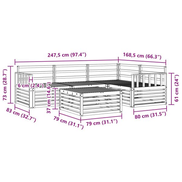 Комплект дивани за открито 5 pcs Естествен