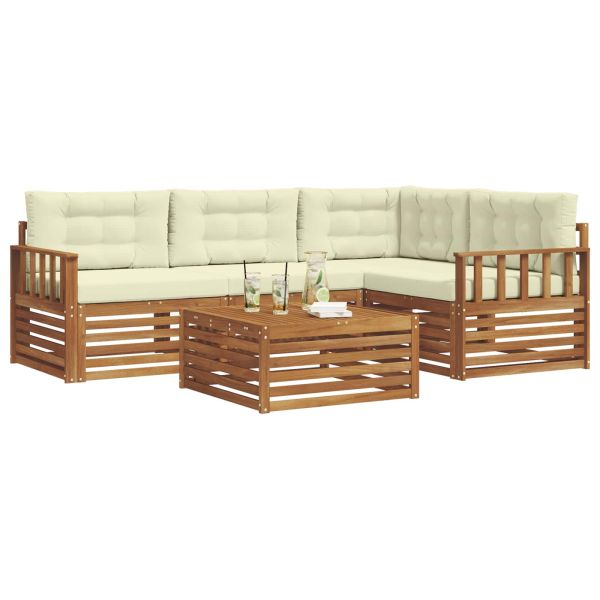 Комплект дивани за открито 5 pcs Натурален и Крема