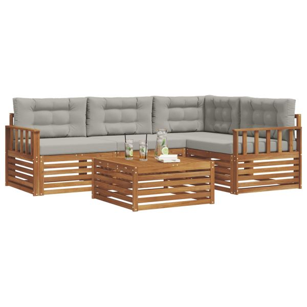 Комплект дивани за открито 5 pcs Естествено и светло сиво