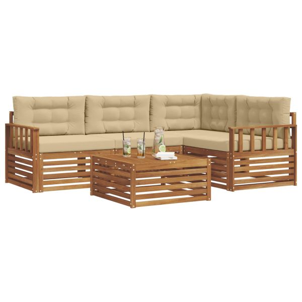 Комплект дивани за открито 5 pcs Натурален и Бежов